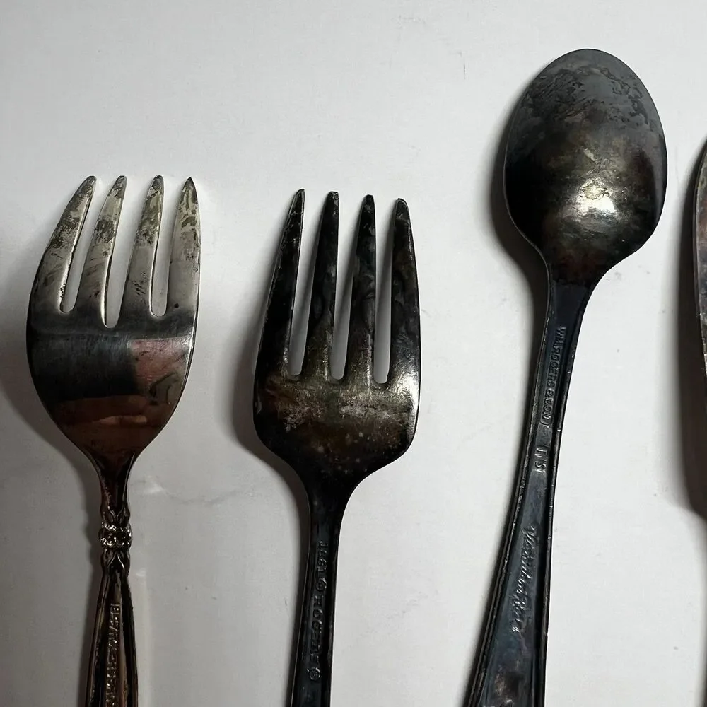 Vintage Silverplate Flatware Lot 5pc Wm A Rogers 1847 Rogers Bros Oneida Shell
